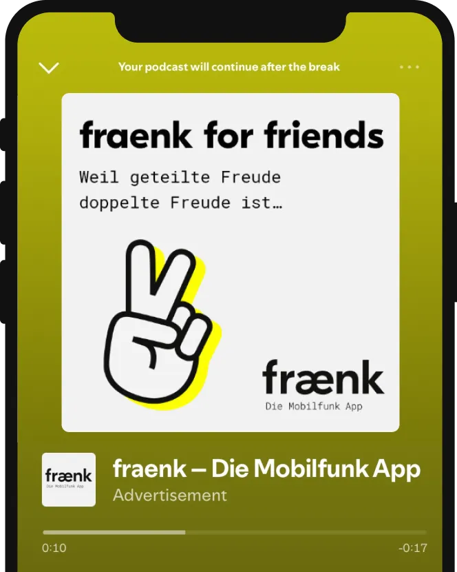 Dein Spotify Freunde-Code für mehr GB bei fraenk Smartphone