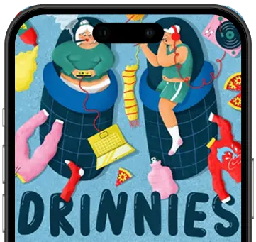 Drinnies und fraenk halten zusammen Smartphone